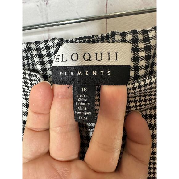 Eloquii Black White Herringbone Wide Leg Plaid Pants Womens Plus Size 16 Office - Picture 3 of 5